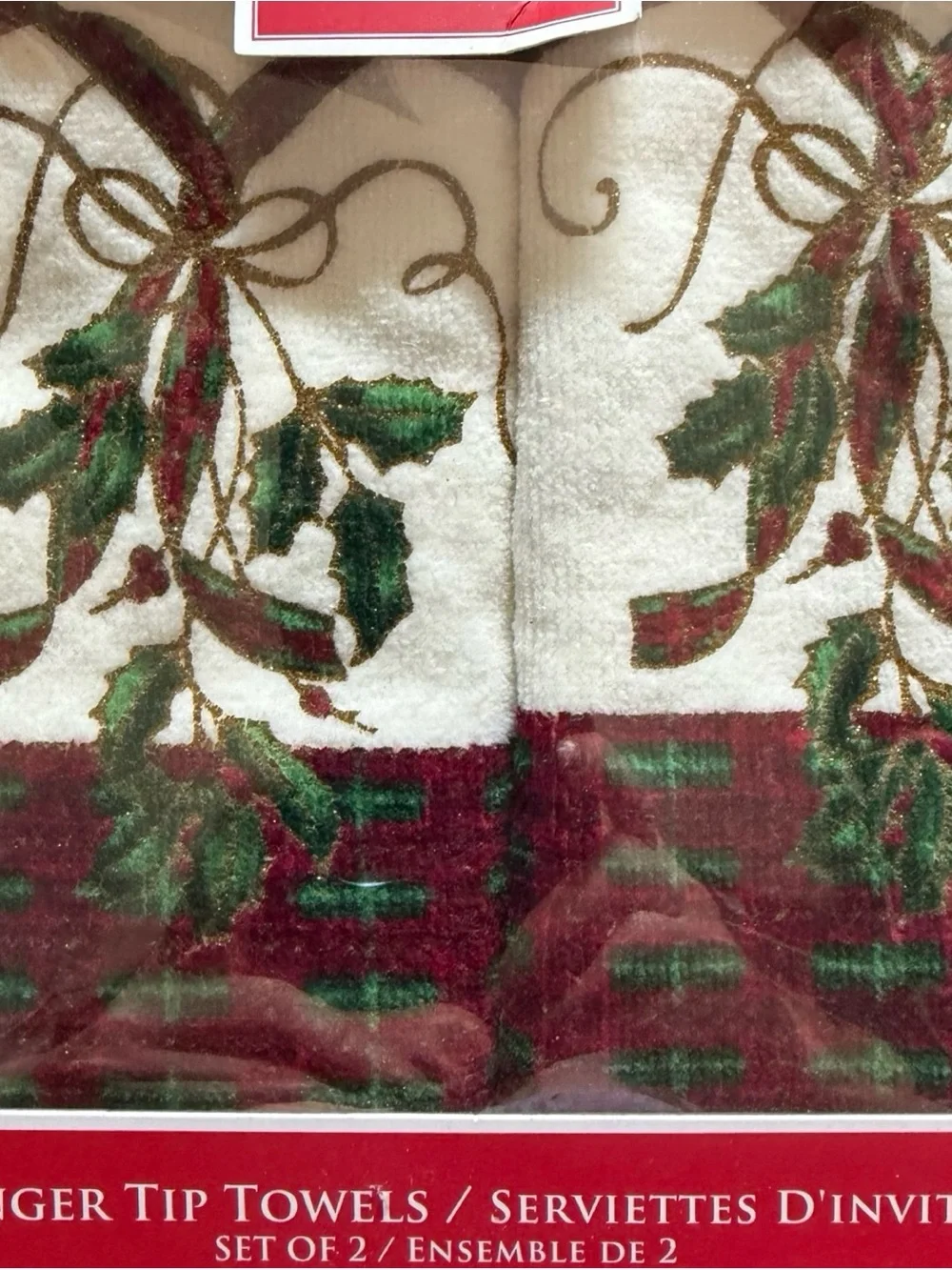 Lenox Set of 2 Holiday Nouveau Finger Tip Towels Traditional Christmas